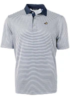 Cutter and Buck Montana State Bobcats Mens Navy Blue Virtue Eco Pique Micro Stripe Short Sleeve Po..