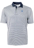 Cutter and Buck North Carolina Tar Heels Mens Navy Blue Virtue Eco Pique Micro Stripe Short Sleeve..