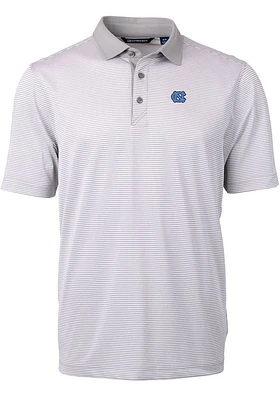 Cutter and Buck North Carolina Tar Heels Mens Grey Virtue Eco Pique Micro Stripe Short Sleeve Polo