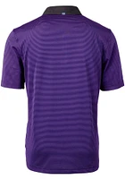 Mens Northwestern Wildcats Purple Cutter and Buck Virtue Eco Pique Micro Stripe Short Sleeve Pol..