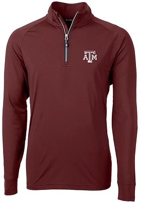 Cutter and Buck Texas A&M Aggies Mens Maroon Adapt Stretch Long Sleeve Qtr Zip Pullover