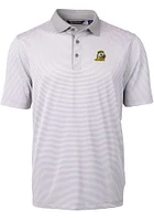 Cutter and Buck Oregon Ducks Mens Grey Virtue Eco Pique Micro Stripe Short Sleeve Polo