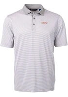 Cutter and Buck Pacific Tigers Mens Grey Virtue Eco Pique Micro Stripe Short Sleeve Polo