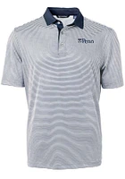 Cutter and Buck Pennsylvania Quakers Mens Navy Blue Virtue Eco Pique Micro Stripe Short Sleeve Pol..
