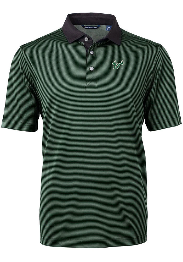 Cutter and Buck South Florida Bulls Mens Virtue Eco Pique Micro Stripe Short Sleeve Polo
