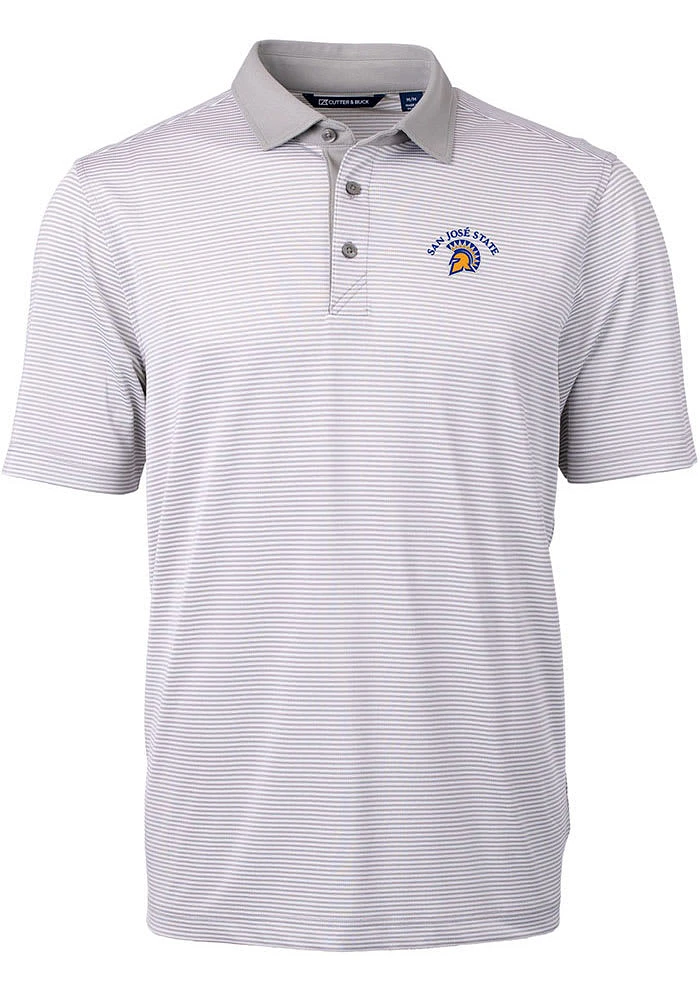Cutter and Buck San Jose State Spartans Mens Virtue Eco Pique Micro Stripe Short Sleeve Polo