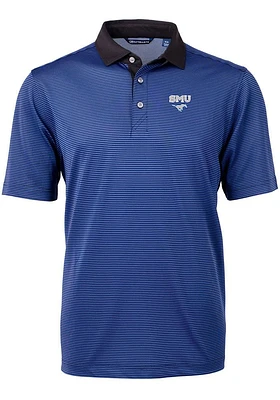 Cutter and Buck SMU Mustangs Mens Virtue Eco Pique Micro Stripe Short Sleeve Polo