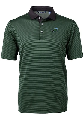 Cutter and Buck Tulane Green Wave Mens Virtue Eco Pique Micro Stripe Short Sleeve Polo