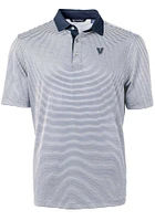 Cutter and Buck Villanova Wildcats Mens Navy Blue Virtue Eco Pique Micro Stripe Short Sleeve Polo