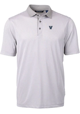 Cutter and Buck Villanova Wildcats Mens Grey Virtue Eco Pique Micro Stripe Short Sleeve Polo