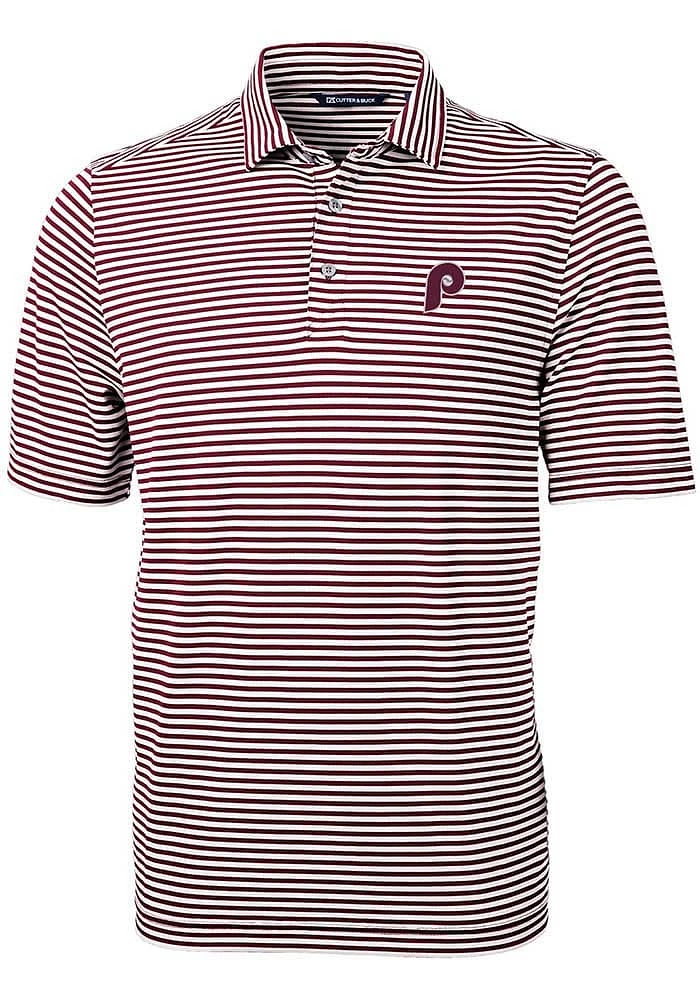 Cutter and Buck Philadelphia Phillies Mens Maroon Virtue Short Sleeve Polo