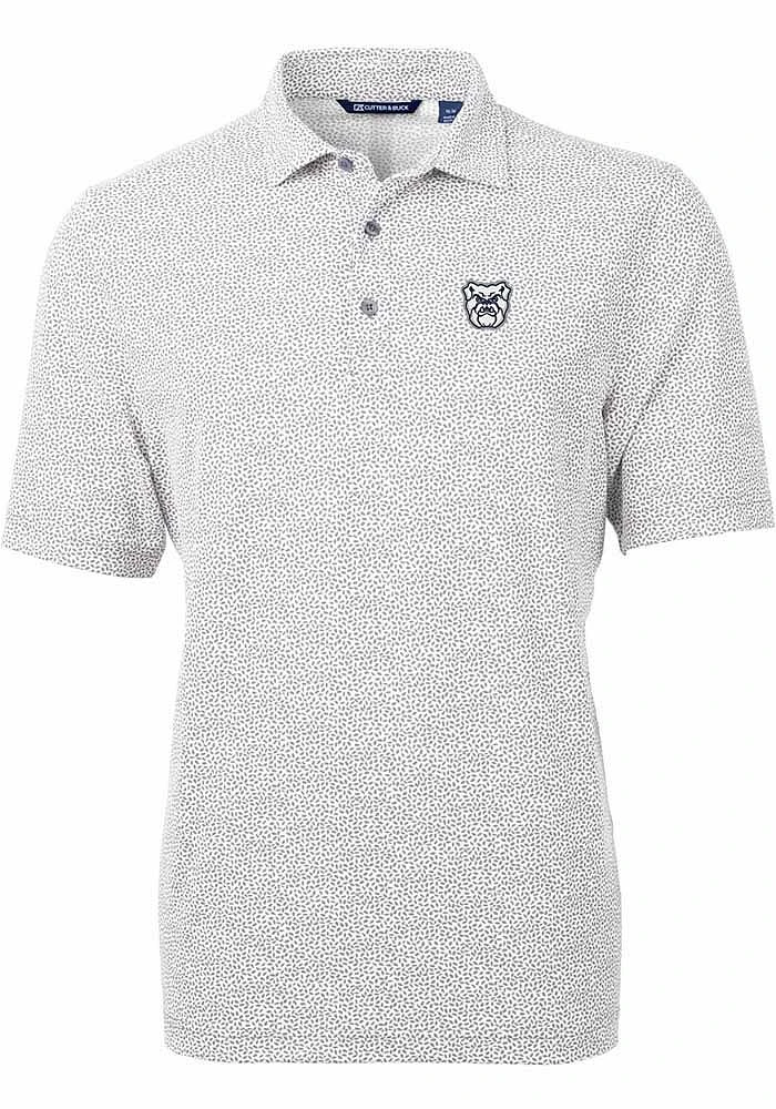 Cutter and Buck Butler Bulldogs Mens Grey Virtue Eco Pique Botanical Short Sleeve Polo