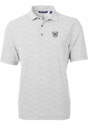 Cutter and Buck Butler Bulldogs Mens Grey Virtue Eco Pique Botanical Short Sleeve Polo