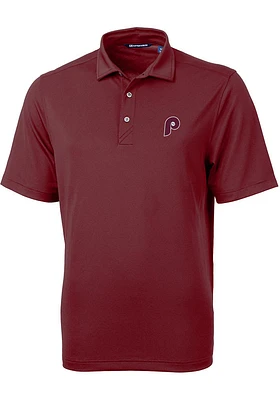 Cutter and Buck Philadelphia Phillies Mens Maroon Virtue Series Short Sleeve Polo