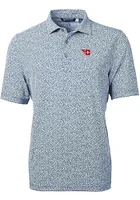 Cutter and Buck Dayton Flyers Mens Navy Blue Virtue Eco Pique Botanical Short Sleeve Polo