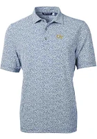 Cutter and Buck GA Tech Yellow Jackets Mens Navy Blue Virtue Eco Pique Botanical Short Sleeve Polo