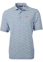 Mens Illinois Fighting Illini Navy Blue Cutter and Buck Virtue Eco Pique Botanical Short Sleeve ..