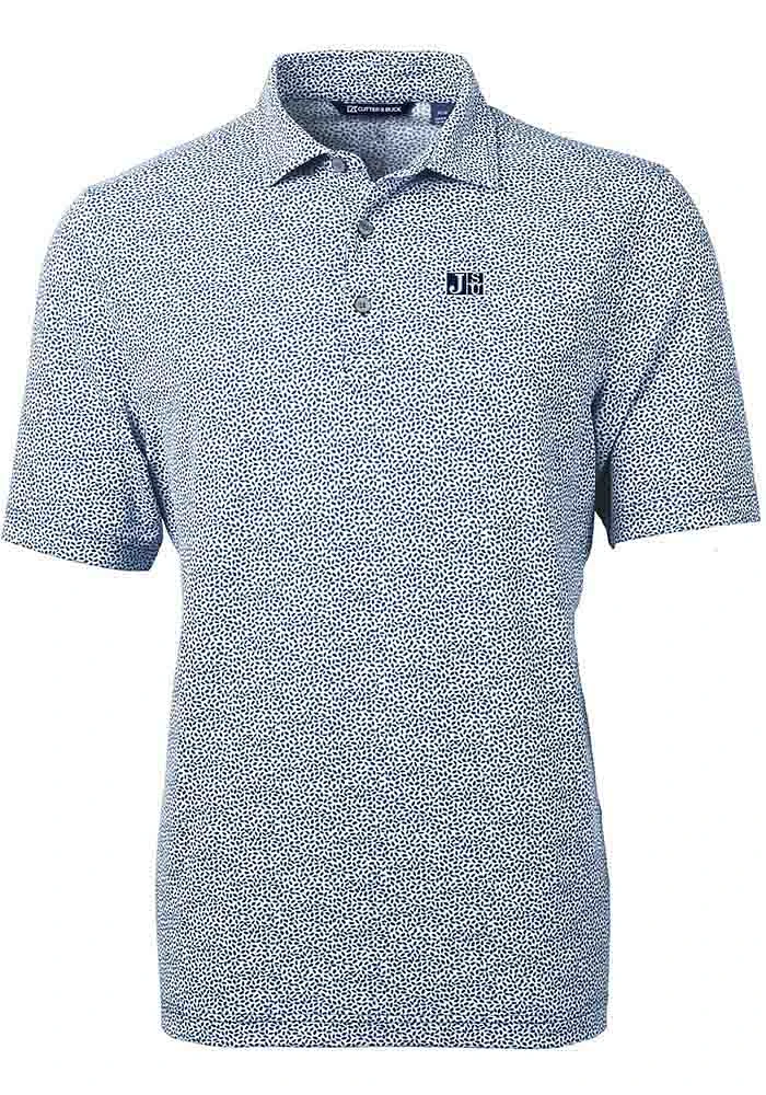 Cutter and Buck Jackson State Tigers Mens Navy Blue Virtue Eco Pique Botanical Short Sleeve Polo