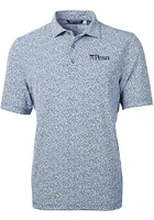 Cutter and Buck Pennsylvania Quakers Mens Navy Blue Virtue Eco Pique Botanical Short Sleeve Polo