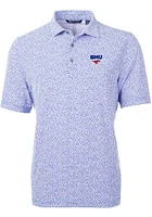 Cutter and Buck SMU Mustangs Mens Virtue Eco Pique Botanical Short Sleeve Polo