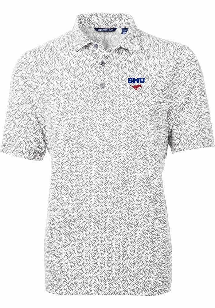 Cutter and Buck SMU Mustangs Mens Virtue Eco Pique Botanical Short Sleeve Polo