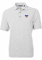 Cutter and Buck SMU Mustangs Mens Virtue Eco Pique Botanical Short Sleeve Polo
