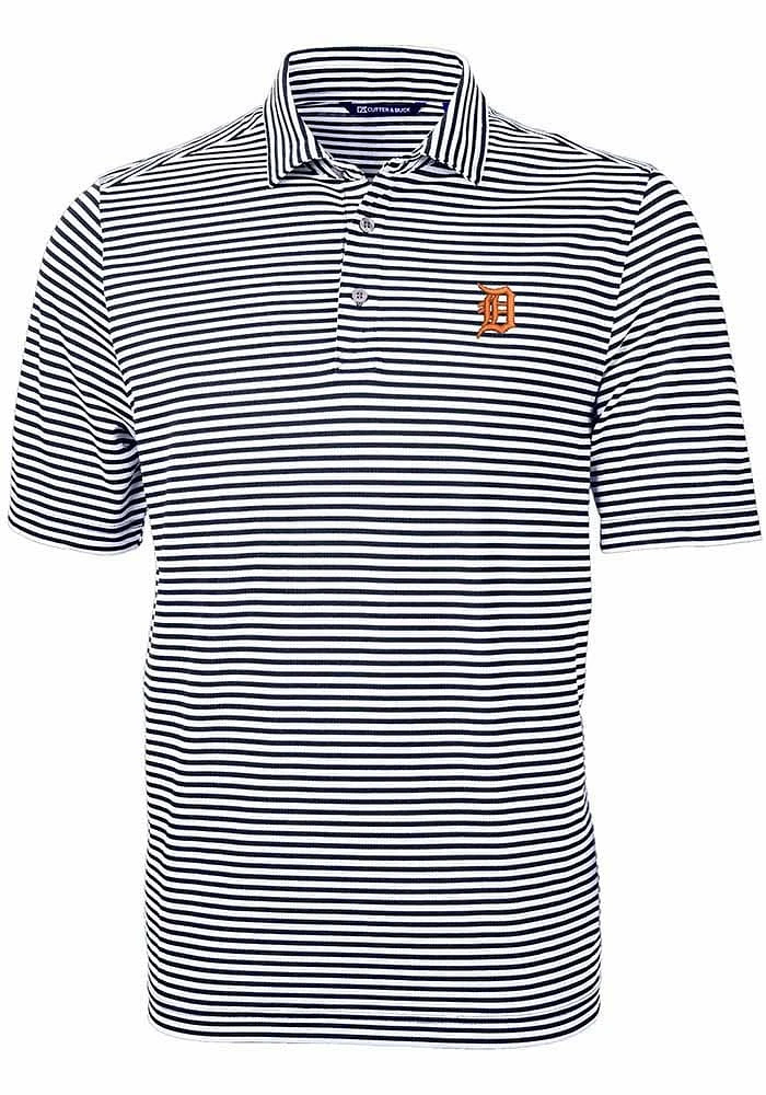 Cutter and Buck Detroit Tigers Mens Navy Blue Virtue Short Sleeve Polo