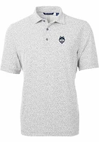 Cutter and Buck UConn Huskies Mens Grey Virtue Eco Pique Botanical Short Sleeve Polo