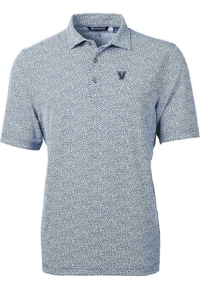 Cutter and Buck Villanova Wildcats Mens Navy Blue Virtue Eco Pique Botanical Short Sleeve Polo