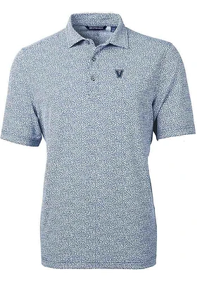 Cutter and Buck Villanova Wildcats Mens Navy Blue Virtue Eco Pique Botanical Short Sleeve Polo