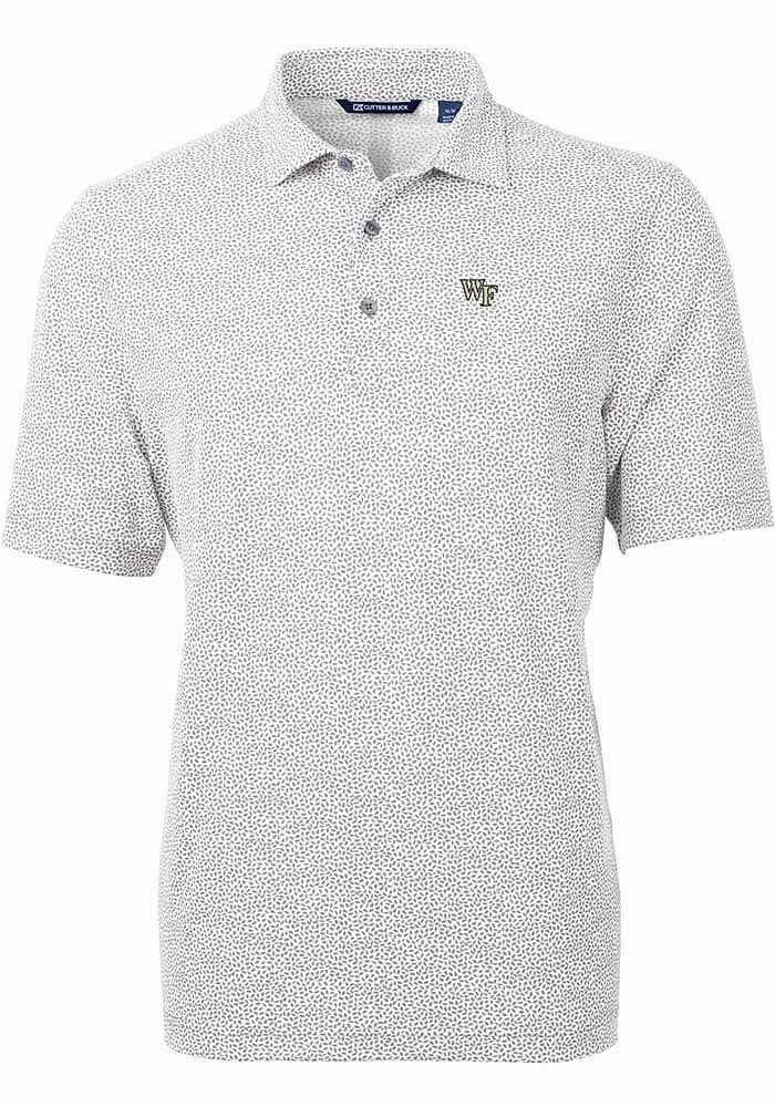 Cutter and Buck Wake Forest Demon Deacons Mens Grey Virtue Eco Pique Botanical Short Sleeve Polo