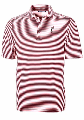 Cutter and Buck Cincinnati Bearcats Mens Cardinal Virtue Eco Pique Stripe Short Sleeve Polo