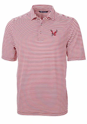 Cutter and Buck Eastern Washington Eagles Mens Cardinal Virtue Eco Pique Stripe Short Sleeve Polo