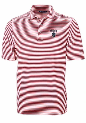 Cutter and Buck Howard Bison Mens Cardinal Virtue Eco Pique Stripe Short Sleeve Polo