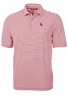 Cutter and Buck Louisiana Tech Bulldogs Mens Cardinal Virtue Eco Pique Stripe Short Sleeve Polo
