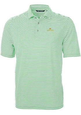 Cutter and Buck Notre Dame Fighting Irish Mens Kelly Green Virtue Eco Pique Stripe Short Sleeve Po..