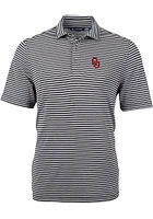 Cutter and Buck Oklahoma Sooners Mens Virtue Eco Pique Stripe Short Sleeve Polo