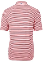 Cutter and Buck Pennsylvania Quakers Mens Red Virtue Eco Pique Stripe Short Sleeve Polo