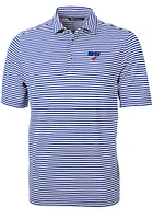 Cutter and Buck SMU Mustangs Mens Blue Logo Virtue Eco Pique Stripe Short Sleeve Polo