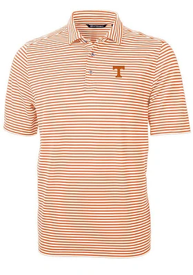 Cutter and Buck Tennessee Volunteers Mens Orange Virtue Eco Pique Stripe Short Sleeve Polo