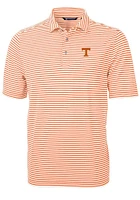 Cutter and Buck Tennessee Volunteers Mens Orange Virtue Eco Pique Stripe Short Sleeve Polo