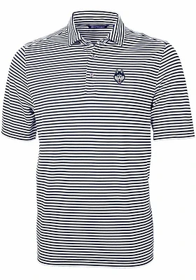 Cutter and Buck UConn Huskies Mens Navy Blue Virtue Eco Pique Stripe Short Sleeve Polo