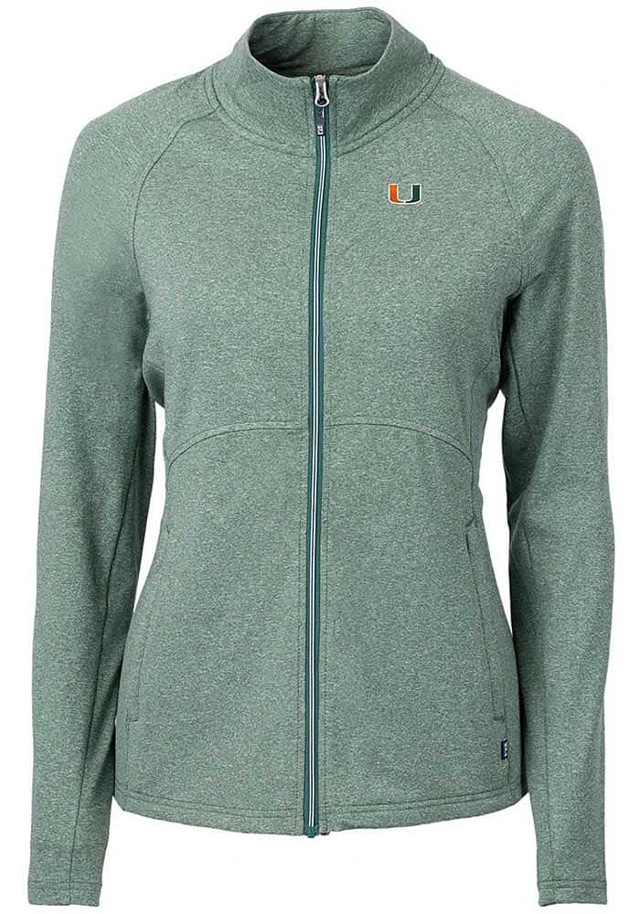 Cutter and Buck Miami Hurricanes Womens Adapt Eco Knit Light Weight Jacket