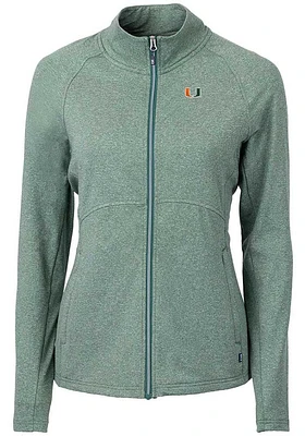 Cutter and Buck Miami Hurricanes Womens Adapt Eco Knit Light Weight Jacket