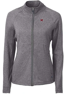 Cutter and Buck Miami RedHawks Womens Black Adapt Eco Knit Light Weight Jacket