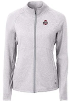 Cutter and Buck Ohio State Buckeyes Womens Grey Adapt Eco Knit Light Weight Jacket