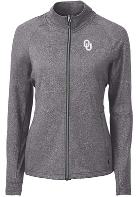 Cutter and Buck Oklahoma Sooners Womens Black Adapt Eco Knit Light Weight Jacket