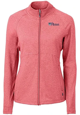 Cutter and Buck Pennsylvania Quakers Womens Red Adapt Eco Knit Light Weight Jacket
