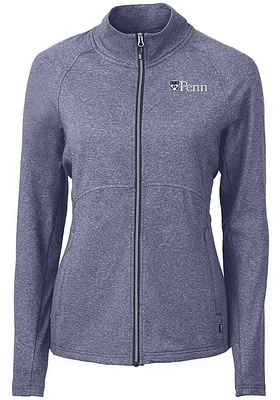 Cutter and Buck Pennsylvania Quakers Womens Navy Blue Adapt Eco Knit Light Weight Jacket