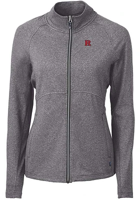 Womens Rutgers Scarlet Knights Black Cutter and Buck Adapt Eco Knit Light Weight Jacket